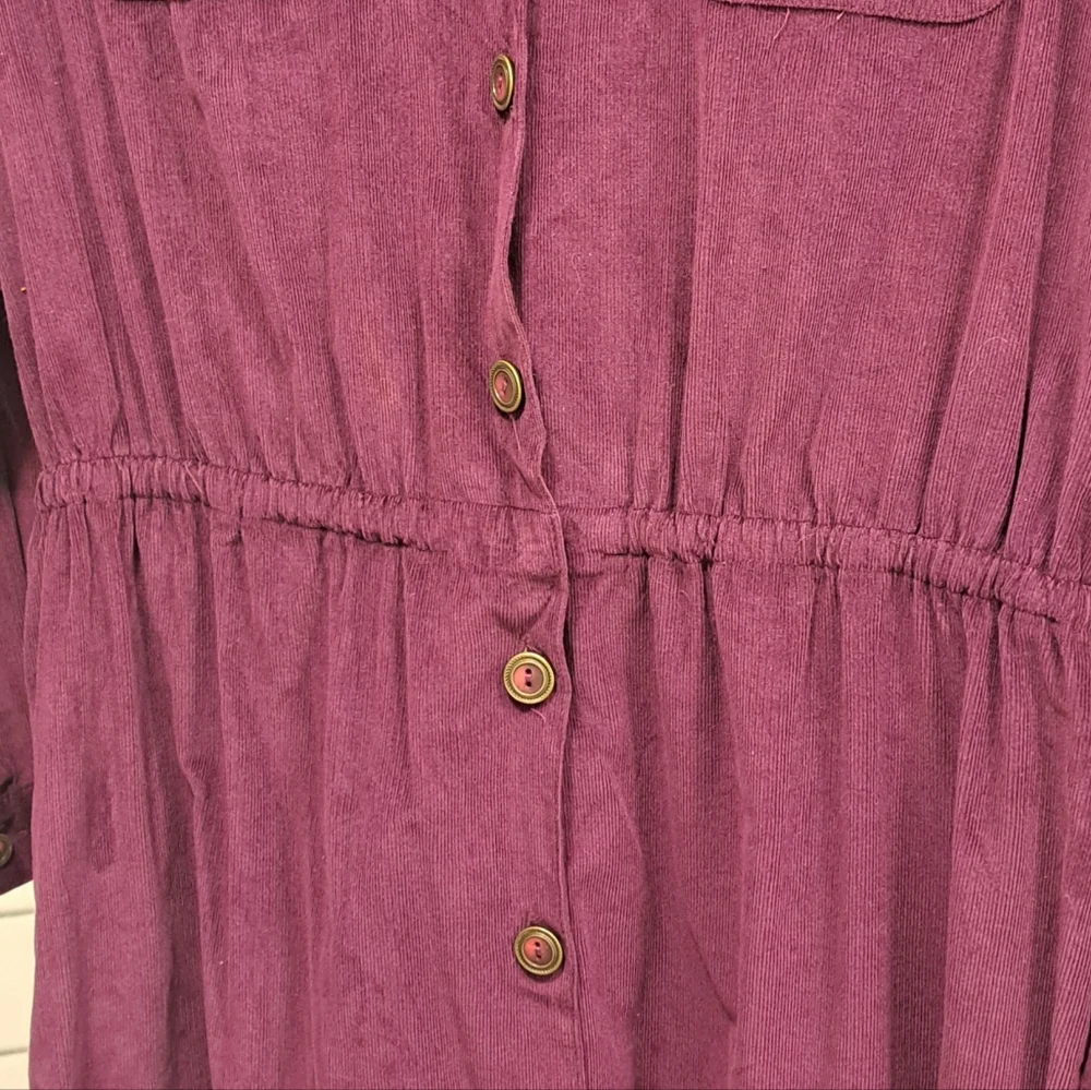 Elegant Vintage Leigh Morgan Long Sleeve Corduroy Purple Dress - Picture 5 of 9